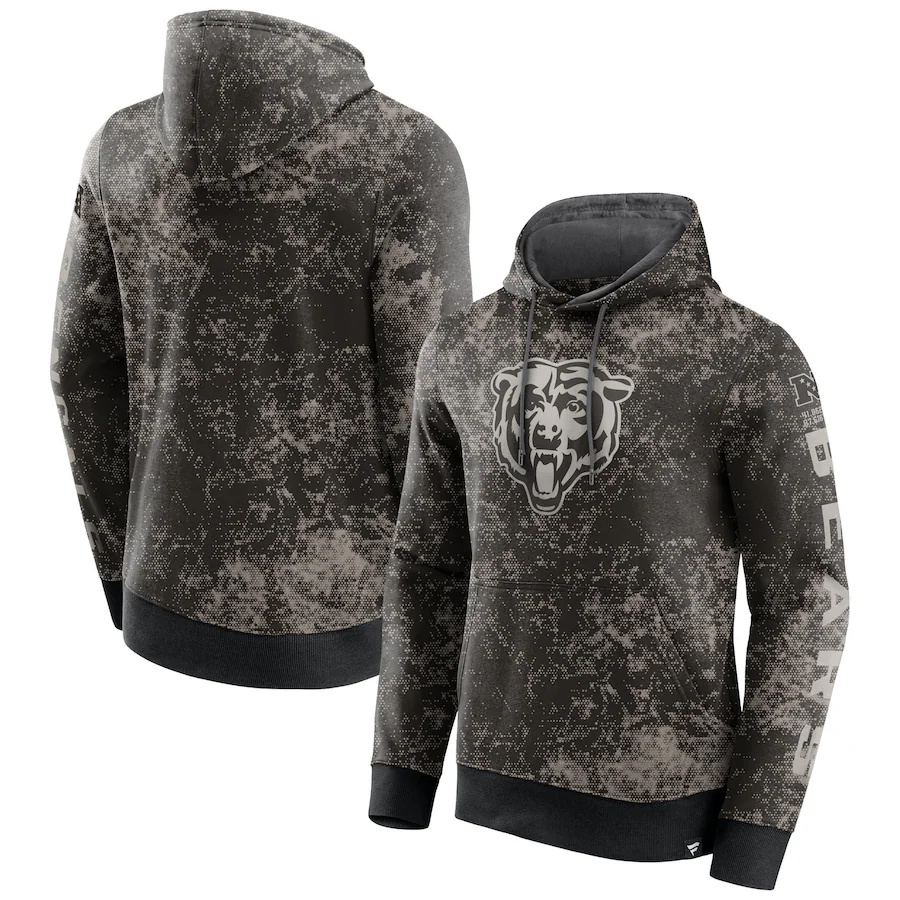 Men's Chicago Bears Black/Gray Blackout Tonal Pullover Hoodie